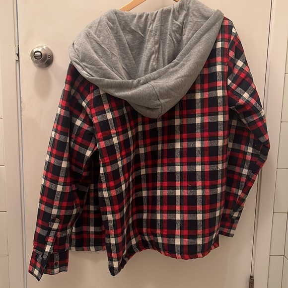 NWT | Hooded Red Plaid Insulated Button Up Jacket | 10•4 Job Professional - Picture 2 of 6